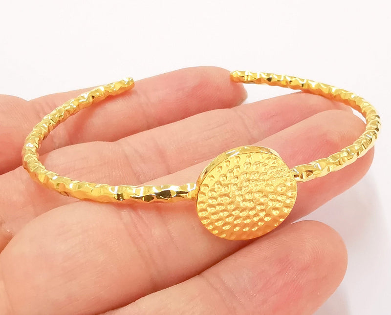 Shiny Gold Blanks Hammered Bracelet Blanks Cuff Blanks Adjustable Bracelet Blank Gold Plated Bracelet (18 mm Blanks ) G23145