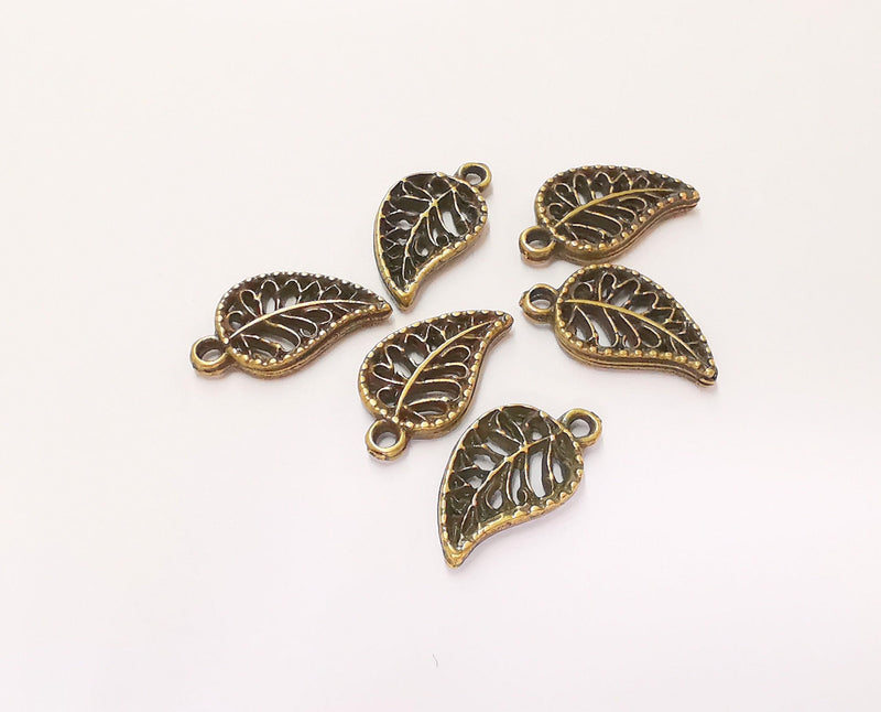 10 Leaf Charms Antique Bronze Plated Charms (18x10mm)  G22980