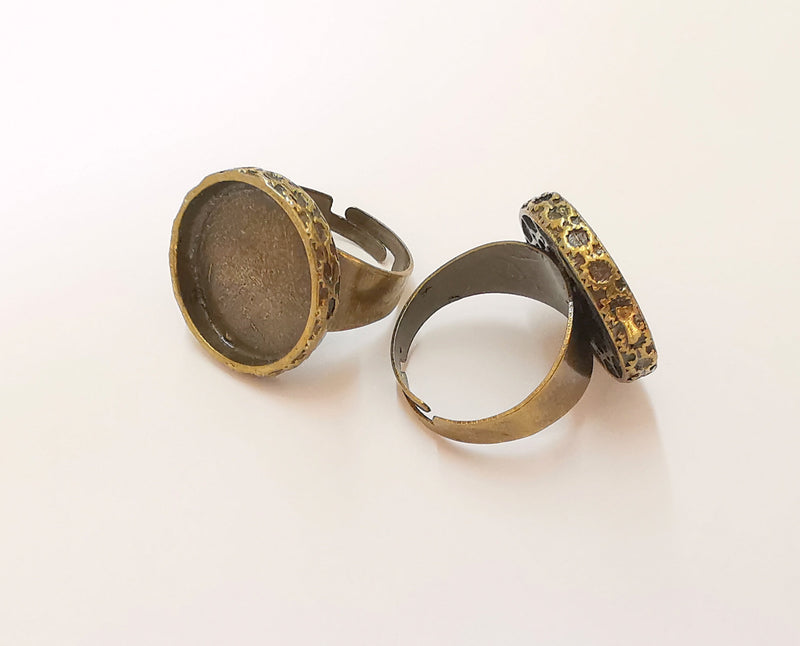 Antique Bronze Ring Blank Setting Cabochon Base inlay Ring Backs Mounting Adjustable Ring Bezel (17mm blank) Antique Bronze Plated G22983