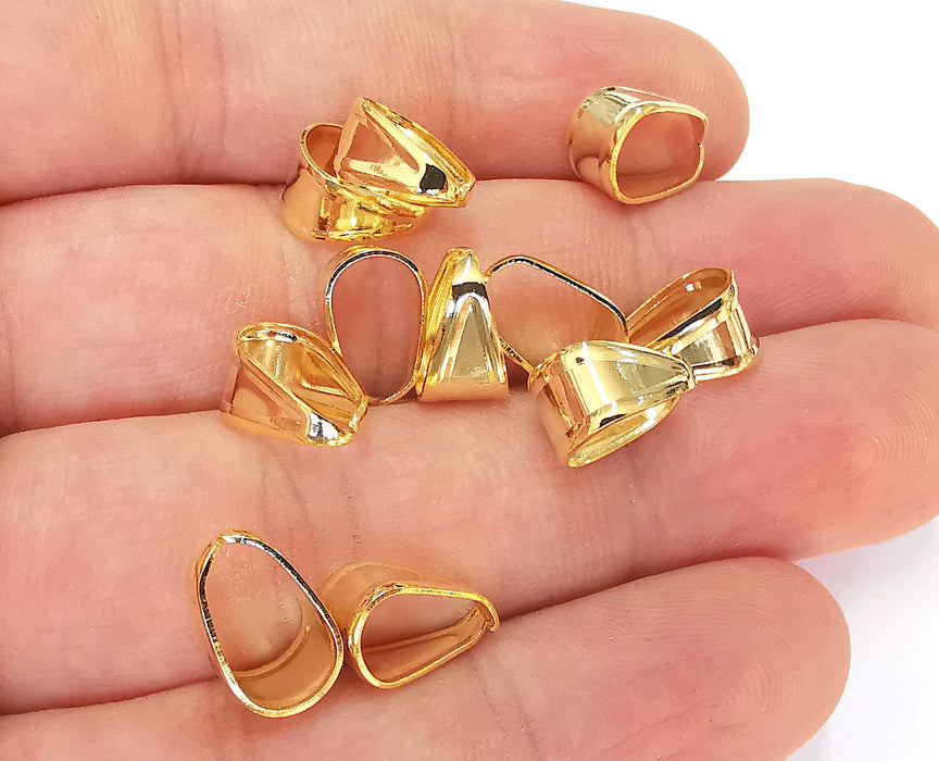 4 Gold Plated Brass Bail Charms (12x8mm)  G22644