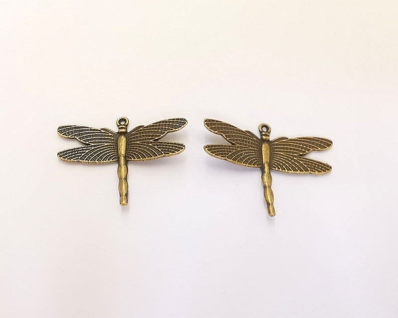 4 Dragonfly Charms Antique Bronze Plated Charms (34x26mm)  G22647