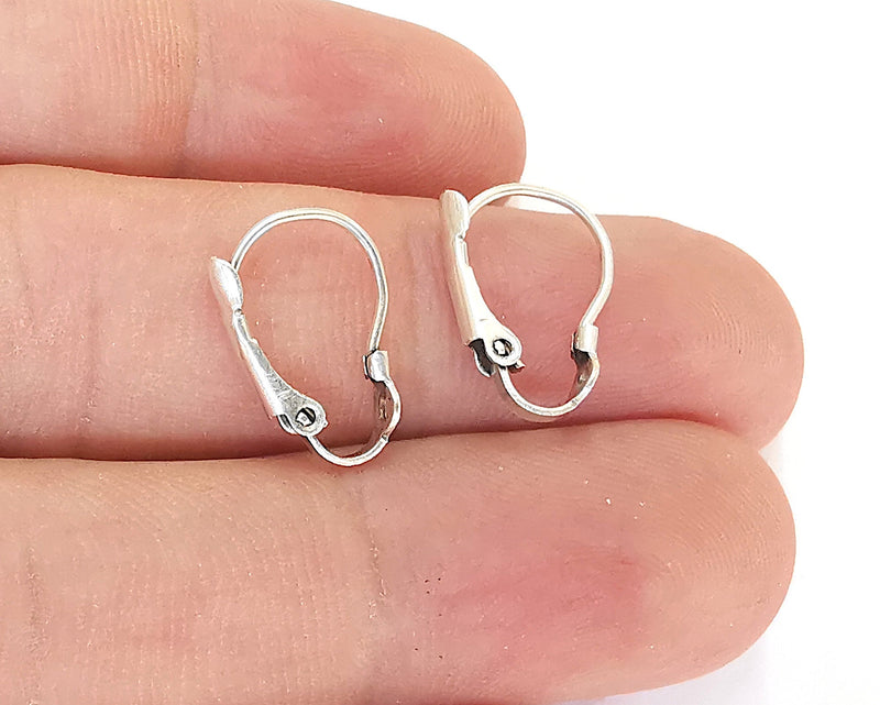 Earring Wire with Clasp 8 Pcs (4 pairs)  Antique Silver Plated Brass Earring Hook ,Findings G22655