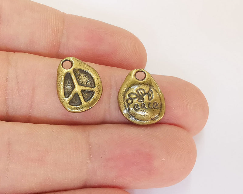 5 Peace Charms Antique Bronze Plated Charms (15x12mm)  G22658