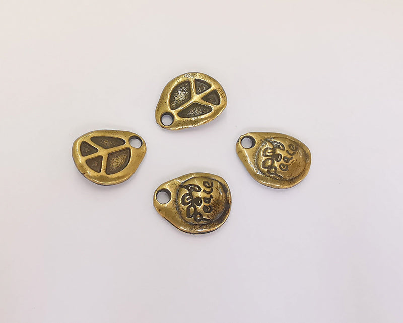 5 Peace Charms Antique Bronze Plated Charms (15x12mm)  G22658