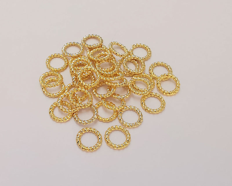 20 Twisted Circle Findings 24k Shiny Gold Circle Findings (10 mm)  G22661
