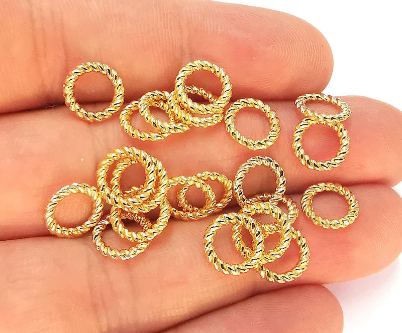 20 Twisted Circle Findings 24k Shiny Gold Circle Findings (10 mm)  G22661