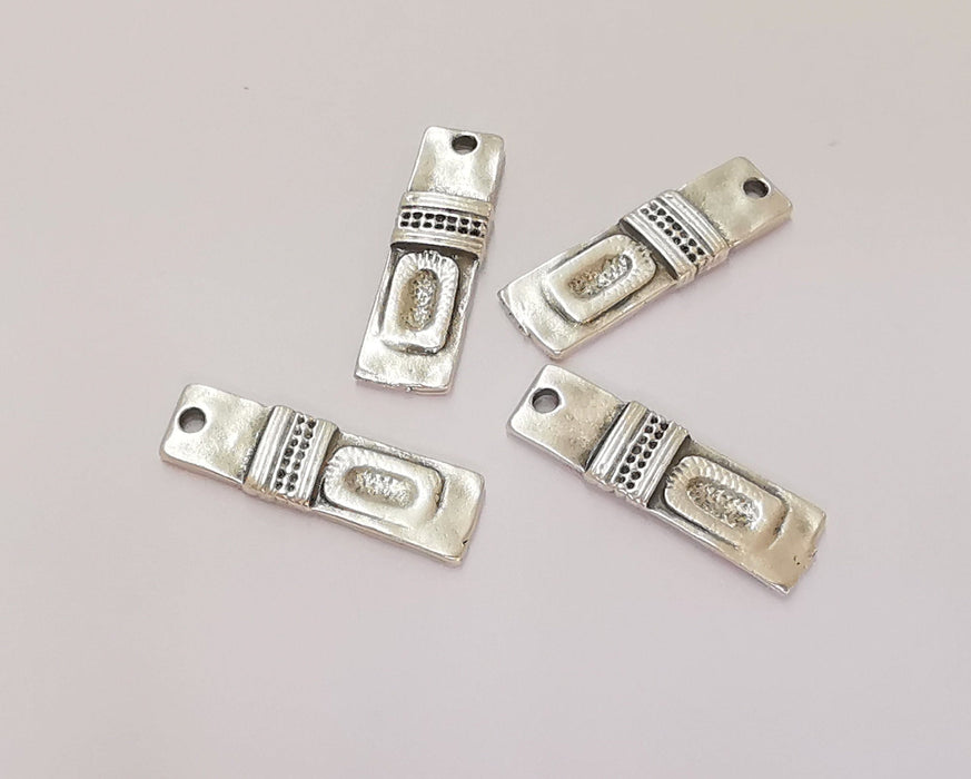 10 Silver Charms Antique Silver Plated Charms (23x7mm)  G23004