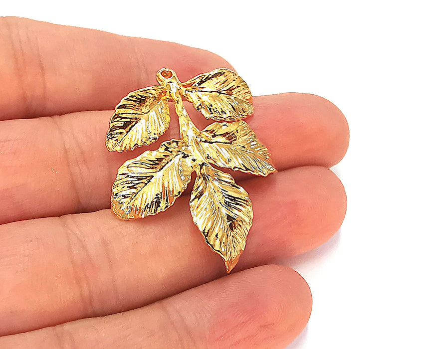 Leaf Charms 24k Shiny Gold Plated Charms (39x32mm)  G22674