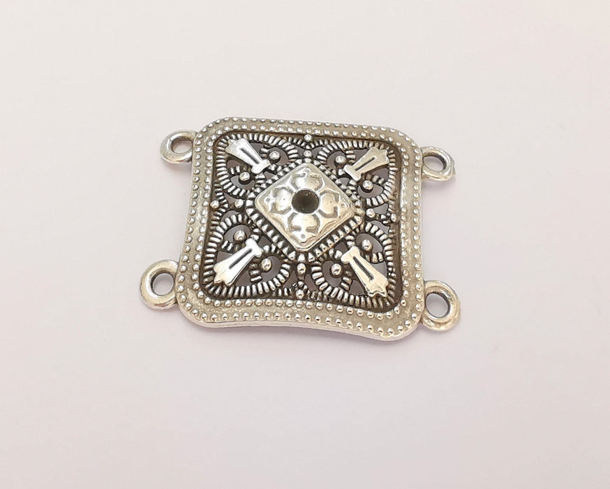 2 Silver Charms Connector Antique Silver Plated Charms (38x29mm)  G22679