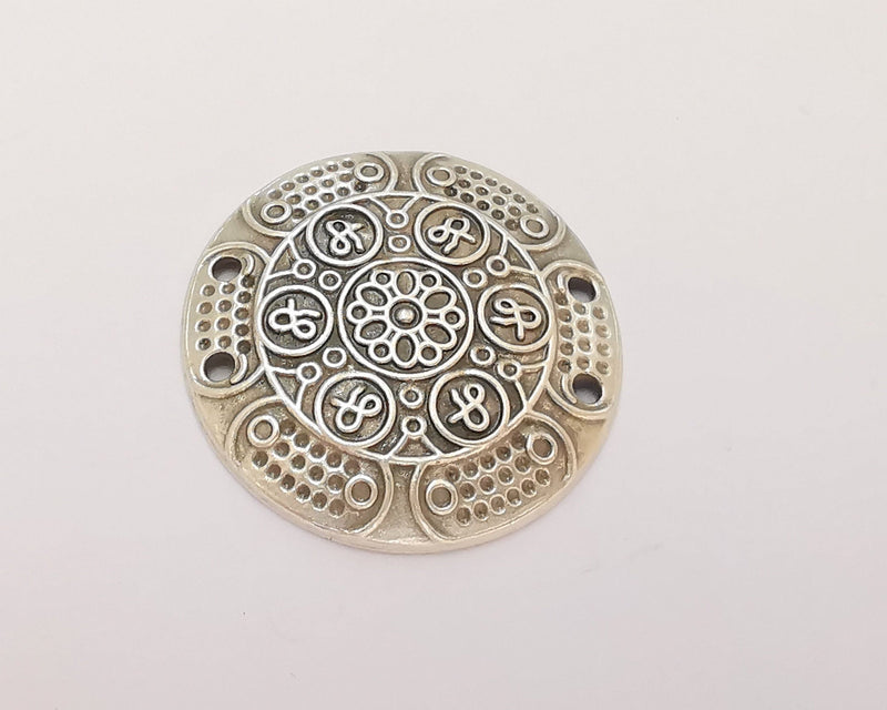 2 Silver Charms Connector Antique Silver Plated Charms (36mm)  G22685