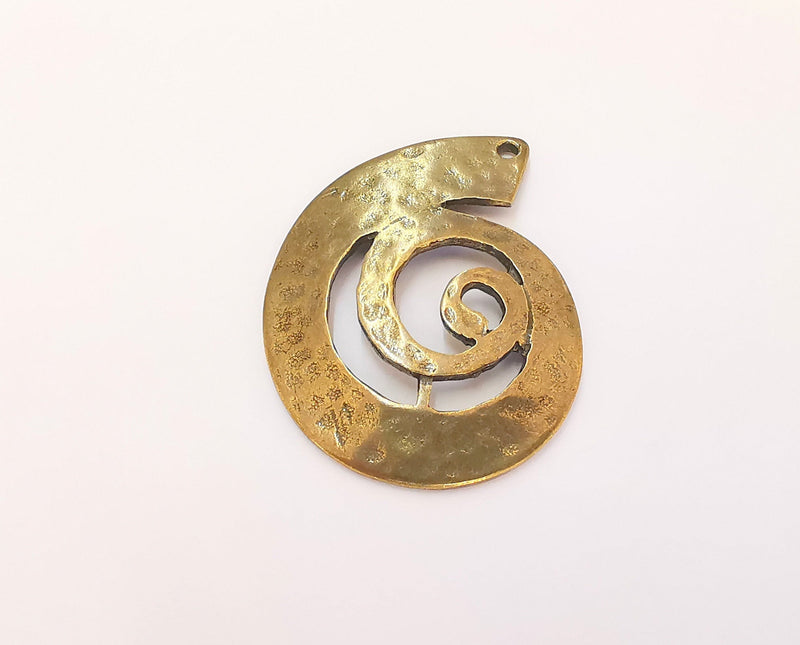 2 Spiral Hammered Charms Antique Bronze Plated Charms (43x34mm)  G23007