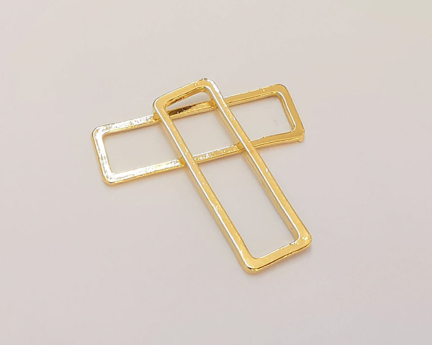 5 Rectangle Charms Connector 24K Shiny Gold  Plated Charms (30x10mm)  G23010