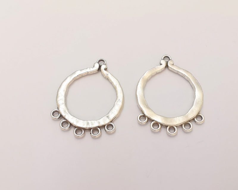 4 Connector Charms Antique Silver Plated Charms (32x24mm) G22701