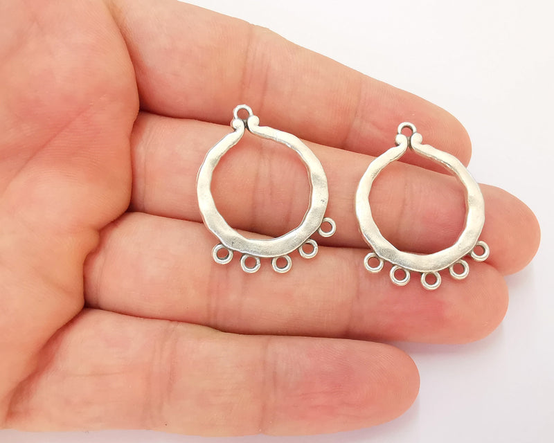 4 Connector Charms Antique Silver Plated Charms (32x24mm) G22701