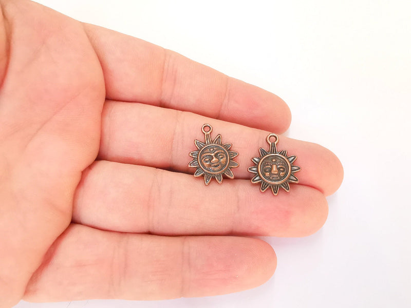 10 Sun Charms Antique Copper Plated Charms (20x16mm)  G23022