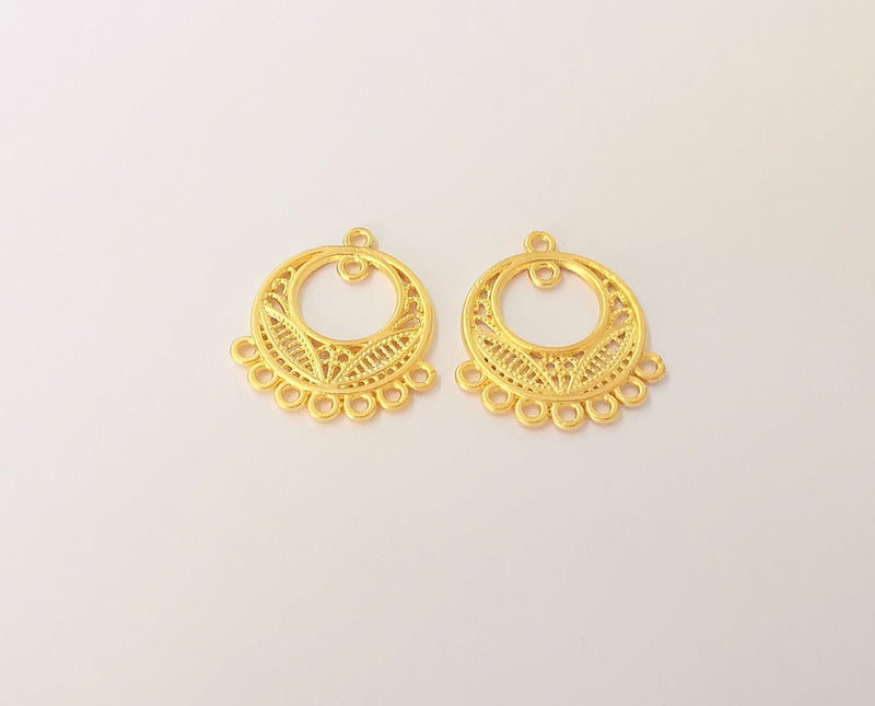 2 Gold Charms Connector Gold Plated Charms (26x22mm)  G23025
