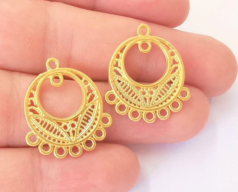 2 Gold Charms Connector Gold Plated Charms (26x22mm)  G23025