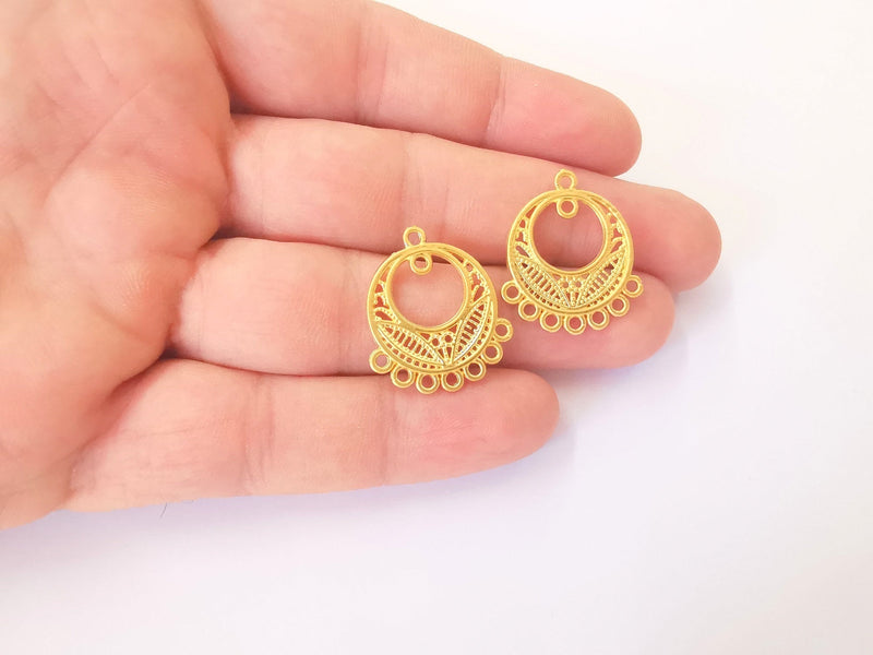 2 Gold Charms Connector Gold Plated Charms (26x22mm)  G23025