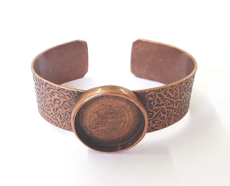 Bracelet Blank Resin Dry Flower inlay Blank Cuff Bezel Glass Cabochon Base Textured Adjustable Antique Copper (25mm ) G25803