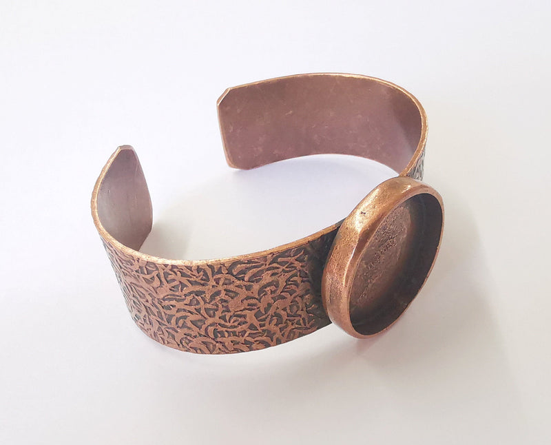 Bracelet Blank Resin Dry Flower inlay Blank Cuff Bezel Glass Cabochon Base Textured Adjustable Antique Copper (25mm ) G25803