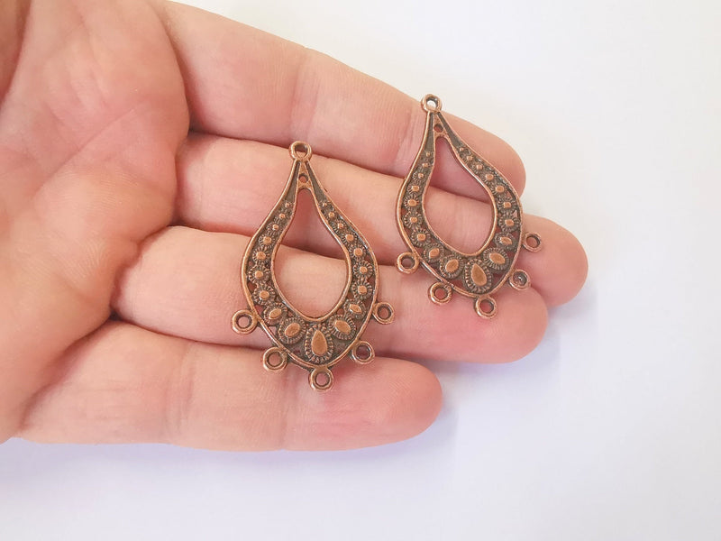 2 Drop Charms Connector Antique Copper Plated Charms (47x28mm)  G23031