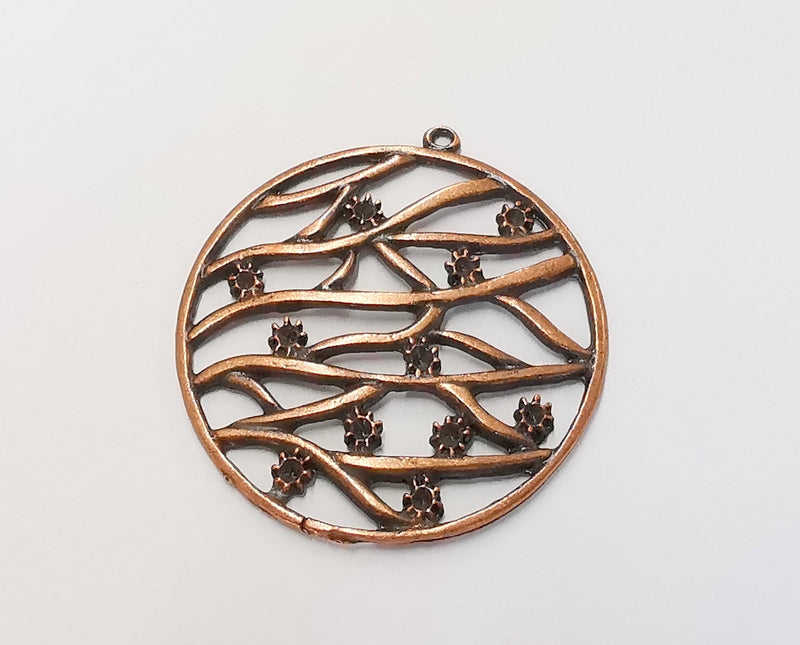 2 Flowers Charms Antique Copper Plated Charms (40x37mm) G23073