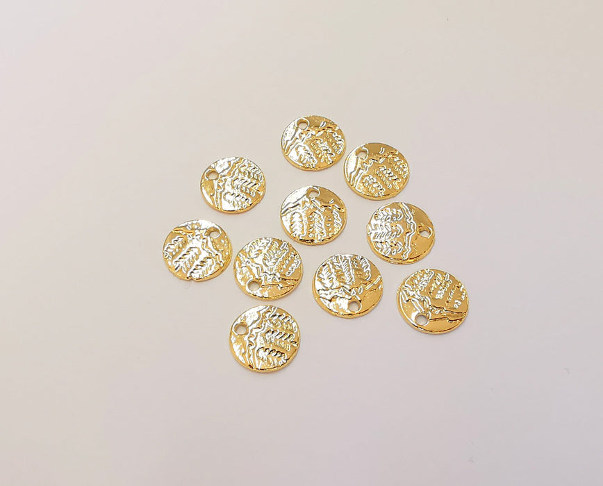 10 Gold Charms 24K Shiny Gold Plated Charms (10mm)  G23075