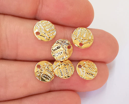10 Gold Charms 24K Shiny Gold Plated Charms (10mm)  G23075