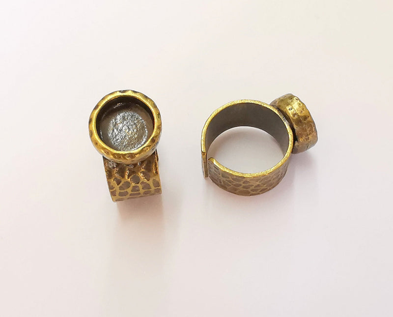Antique Bronze Ring Blank Setting Cabochon Base inlay Ring Backs Mounting Adjustable Ring Bezel (10mm blank) Antique Bronze Plated G23080