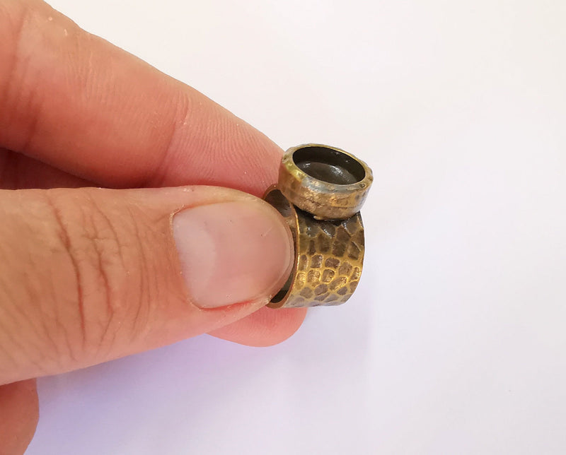 Antique Bronze Ring Blank Setting Cabochon Base inlay Ring Backs Mounting Adjustable Ring Bezel (10mm blank) Antique Bronze Plated G23080