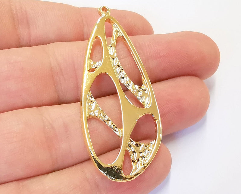 2 Gold Charms 24K Shiny Gold Plated Charms (56x23mm)  G23079