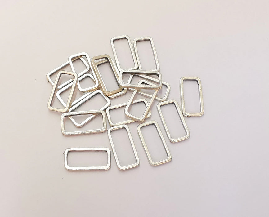 20 Rectangle Findings Antique Silver Plated Findings (12x6 mm)  G23088