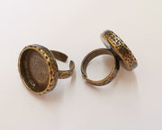 Ring Blank Setting Ring Base Bezel inlay Ring Backs Glass Cabochon Mounting Adjustable Antique Bronze Plated Ring (20 mm ) G23089