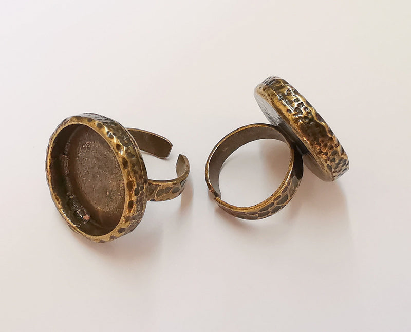 Ring Blank Setting Ring Base Bezel inlay Ring Backs Glass Cabochon Mounting Adjustable Antique Bronze Plated Ring (20 mm ) G23089