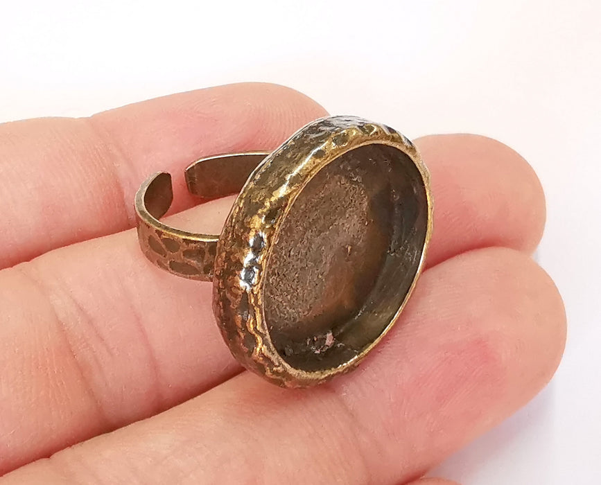 Ring Blank Setting Ring Base Bezel inlay Ring Backs Glass Cabochon Mounting Adjustable Antique Bronze Plated Ring (20 mm ) G23089