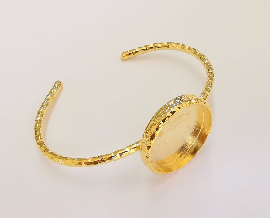 Shiny Gold Hammered Bracelet Blanks Settings Cuff Blanks Resin Blank İnlay Blank Adjustable Bracelet Gold Plated Bracelet (25 mm ) G23094