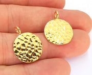 2 Gold Plated Stamping Base 24k Shiny Gold Hammered Tag Gold Plated Brass Charm (22x17mm) G23096