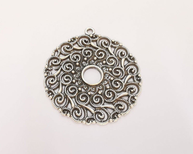 Filigree Pendant Antique Silver Plated Pendant (52x48mm)  G22713