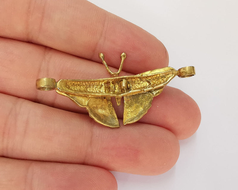Butterfly Pendant Connector Raw Brass Pendant  50x25mm G22715