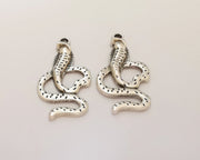 4 Snake Charms Antique Silver Plated Charms (35x18mm)  G22720