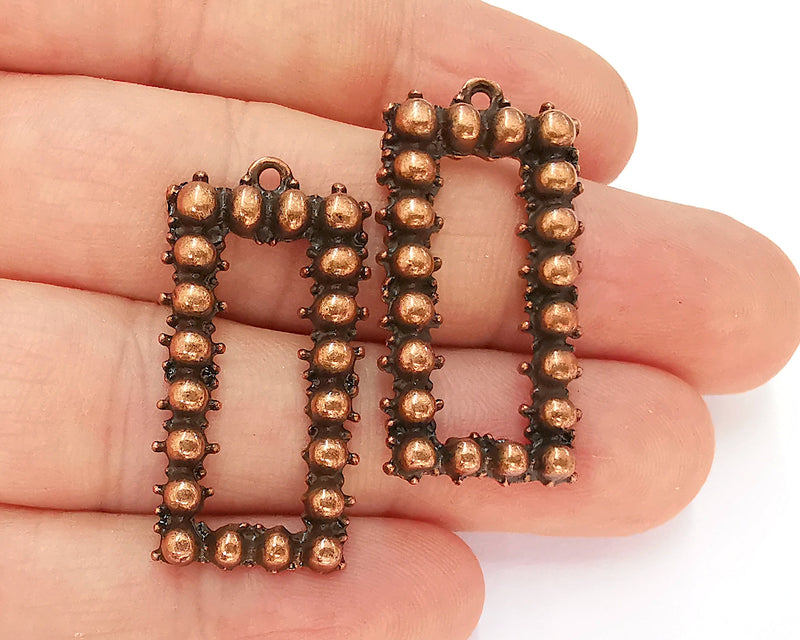 2 Copper Charms Antique Copper Plated Charms (36x18mm)  G22725