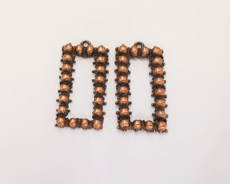 2 Copper Charms Antique Copper Plated Charms (36x18mm)  G22725