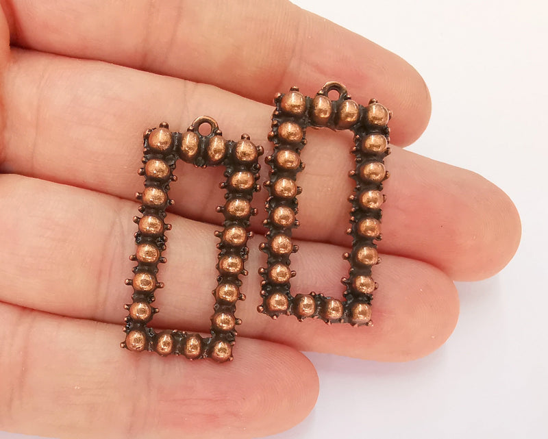 2 Copper Charms Antique Copper Plated Charms (36x18mm)  G22725