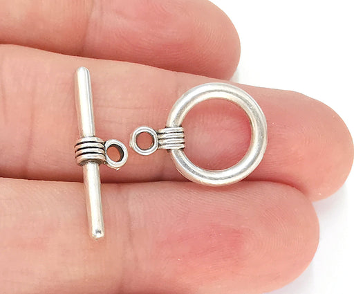 Silver Toggle Clasps 4 sets Antique Silver Plated Toggle Clasp Findings 20x15mm+25x8mm  G22738