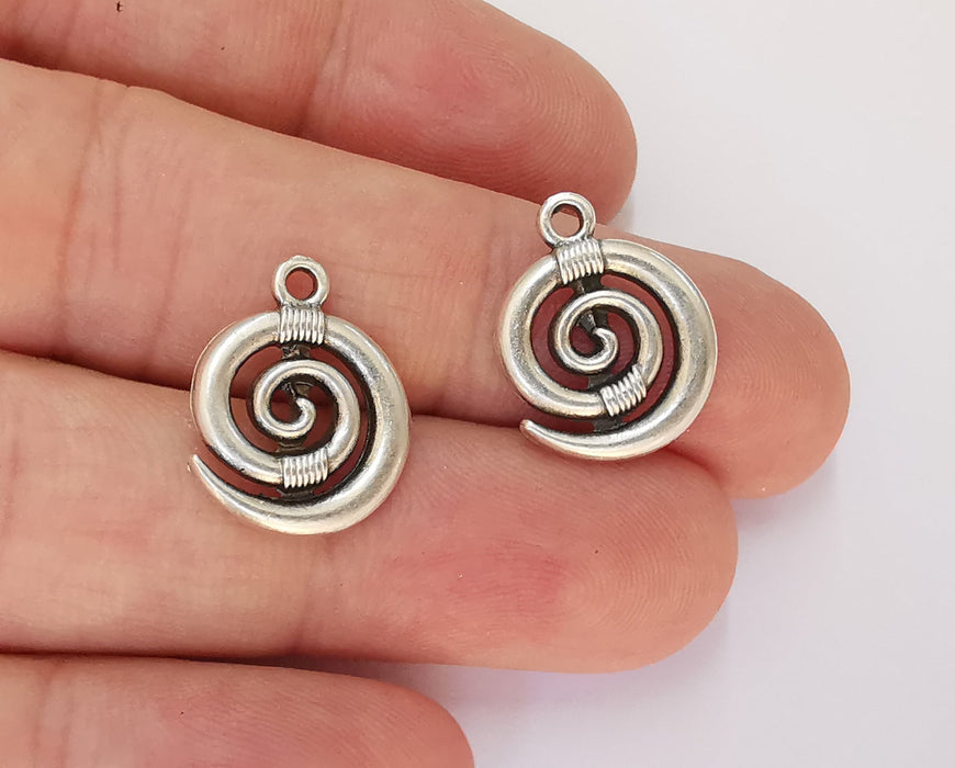 10 Spiral Charms Antique Silver Plated Charms (18x15mm) G22743