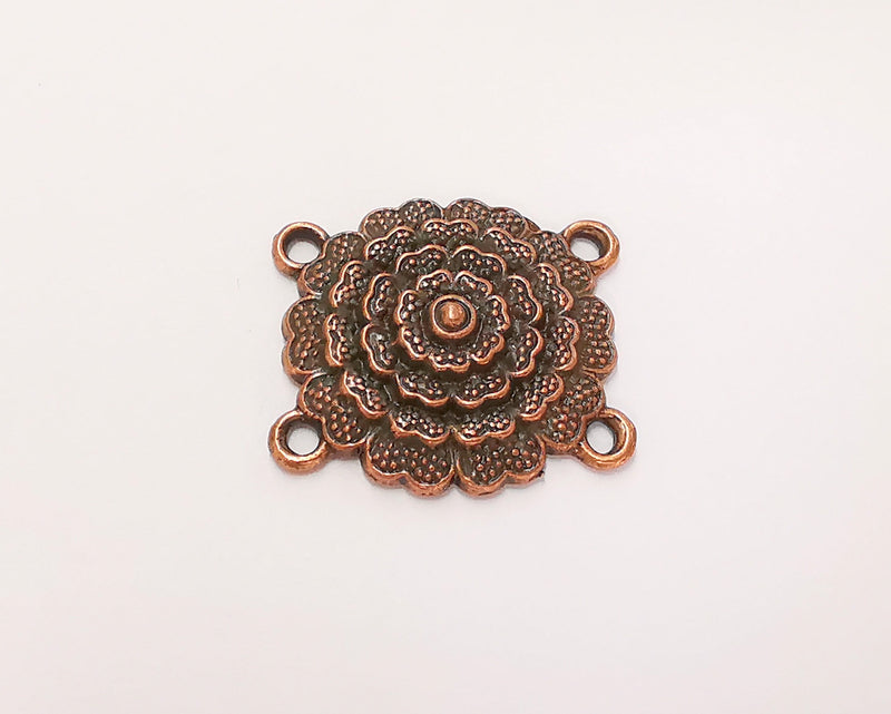 2 Flower Charms Connector Antique Copper Plated Charms (30x28mm)  G22747
