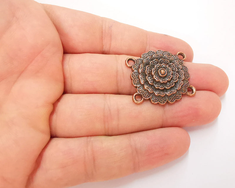2 Flower Charms Connector Antique Copper Plated Charms (30x28mm)  G22747