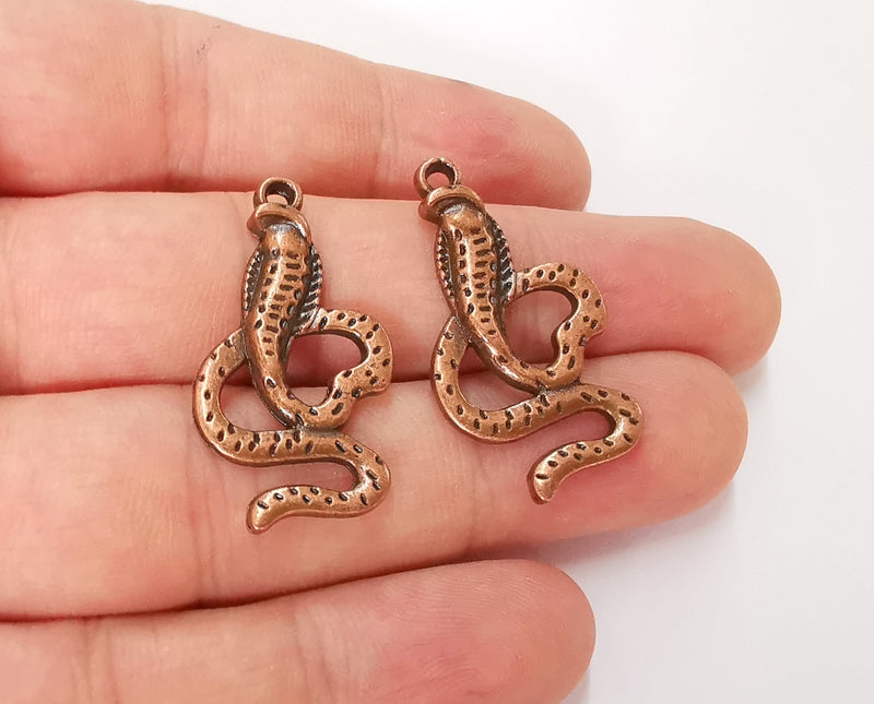 4 Snake Charms Antique Copper Plated Charms (35x18mm)  G22749