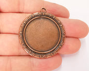 Flowers Frame Pendant Blank Antique Copper Plated Pendant (42x40mm) (29mm Blank Size)  G22757