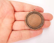 Flowers Frame Pendant Blank Antique Copper Plated Pendant (42x40mm) (29mm Blank Size)  G22757